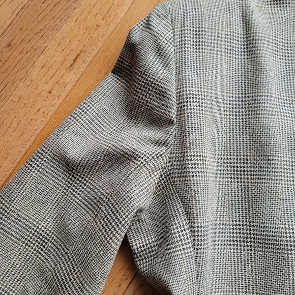 Austin Reed Plaid Taupe Silk Blend Core Blazer Jacket 6 Vintage - Picture 7 of 13